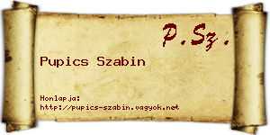 Pupics Szabin névjegykártya